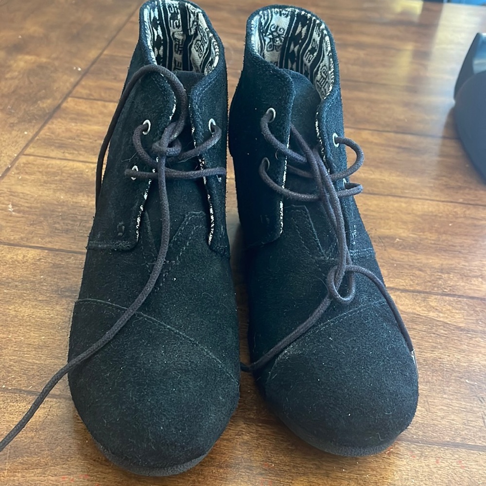 TOMS black suede booties